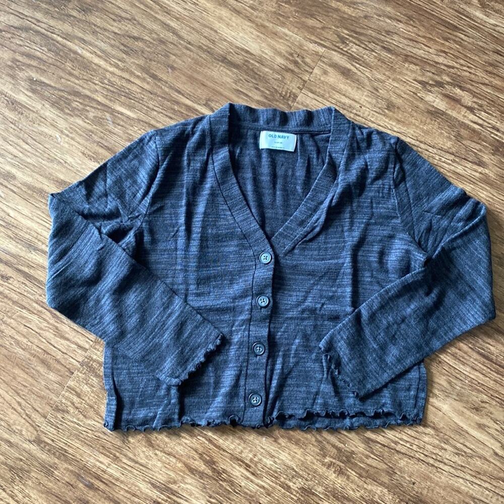 Old Navy Girls Cropped grey gray sweater cardigan XL 14 16 cropped sweater kids